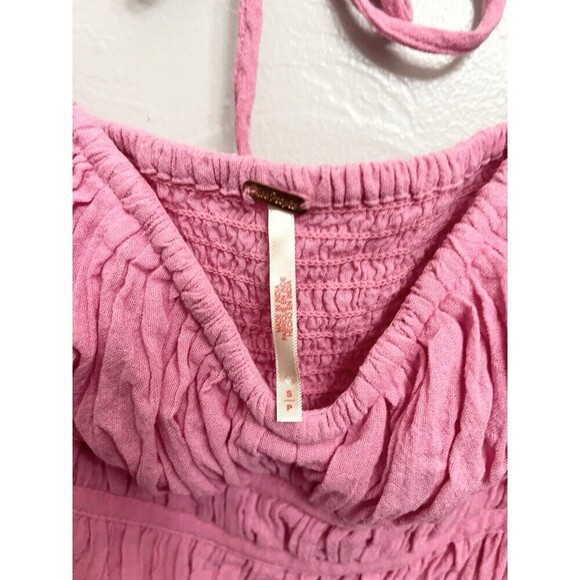 Free People Chloe Top Long Sleeve Wired Sweetheart Neckline Smocked Pink Small - Picture 6 of 10